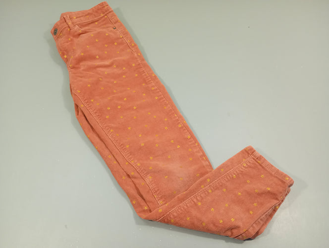 Pantalon velours côtelé rose, étoiles dorées, moins cher chez Petit Kiwi