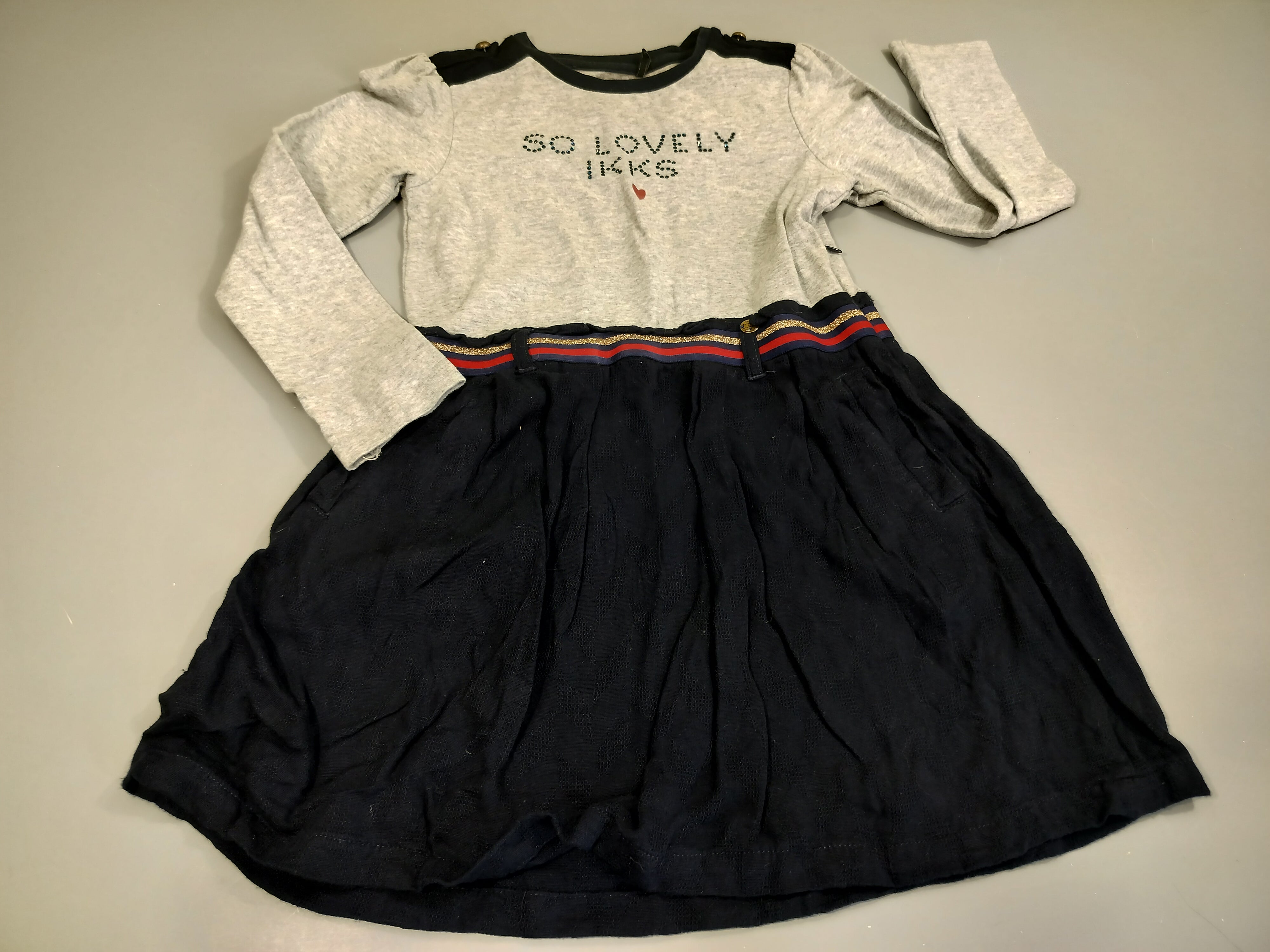 Robe m.l gris flammé et bleu marine  