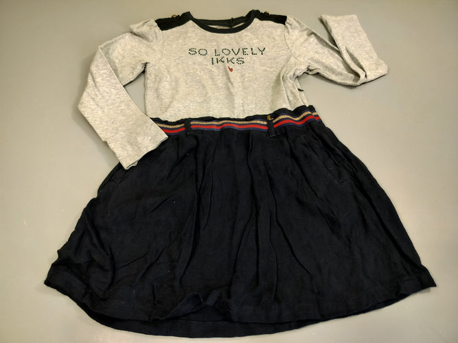 Robe m.l gris flammé et bleu marine  "so lovely  ikks", moins cher chez Petit Kiwi