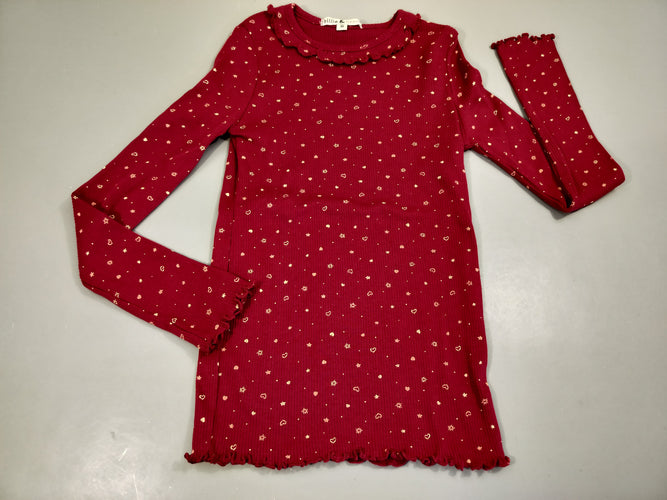 T-shirt m.l bordeaux texturé, motifs coeurs, étoiles,..., moins cher chez Petit Kiwi