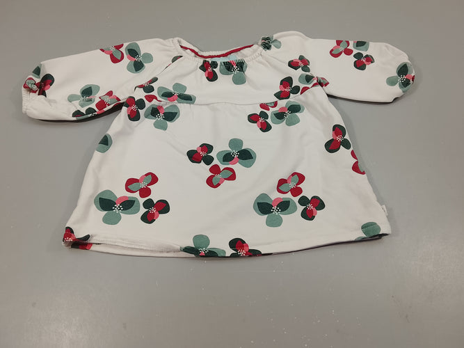Sweat m.l écrue à fleurs bordeaux et vert, moins cher chez Petit Kiwi