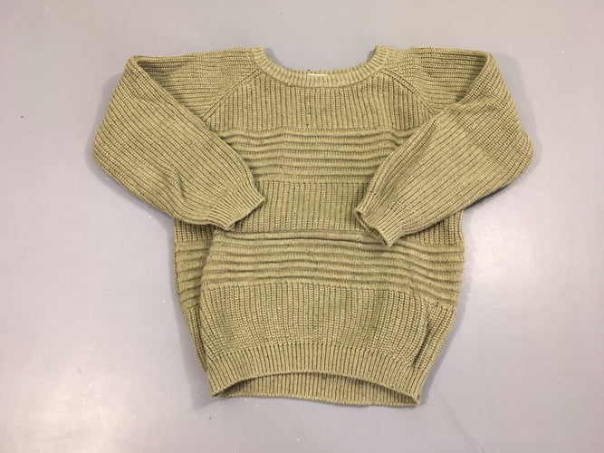 Pull kaki clair côtelé, moins cher chez Petit Kiwi