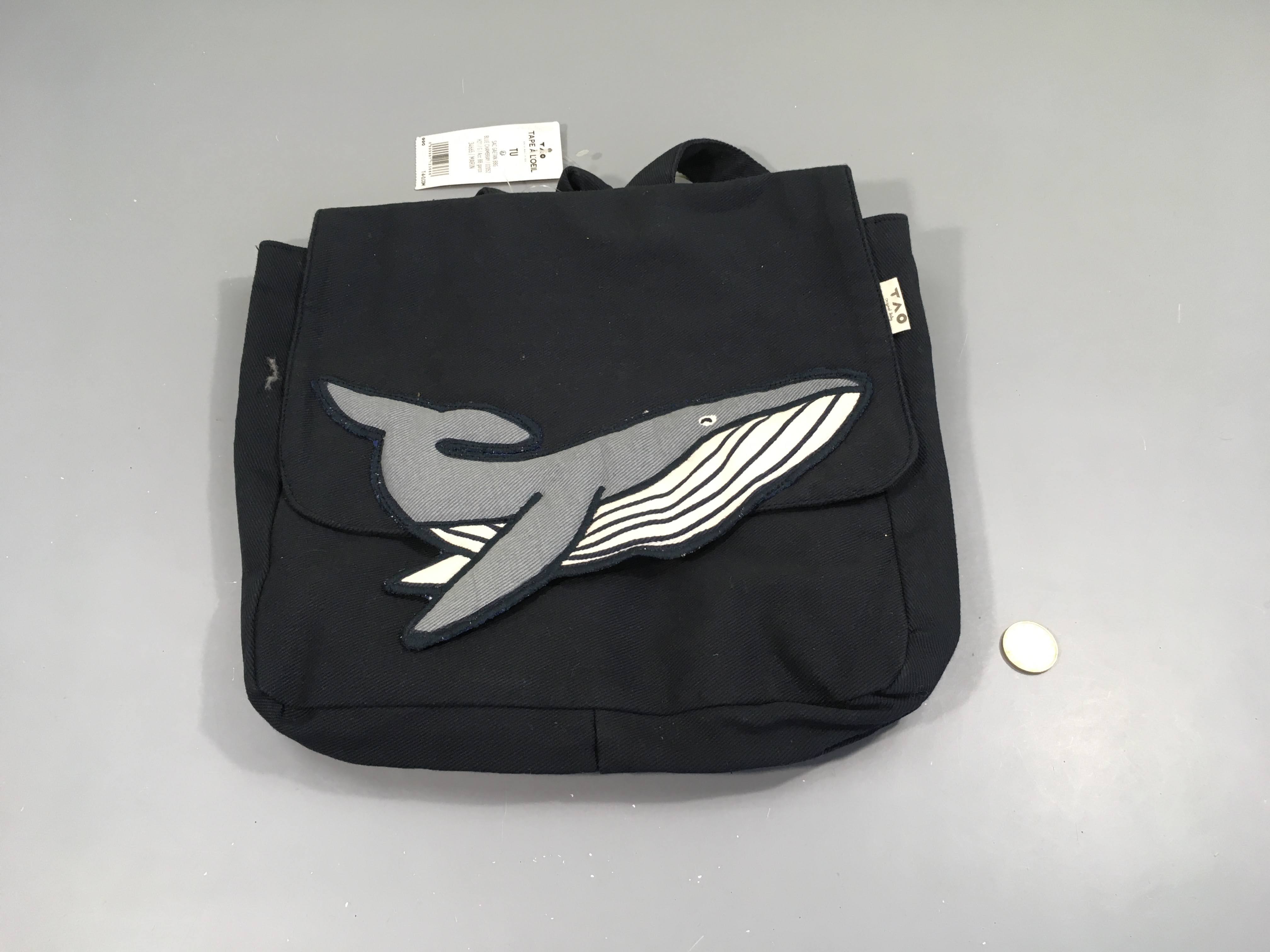 NEUF sac à dos coton bleu foncé baleine