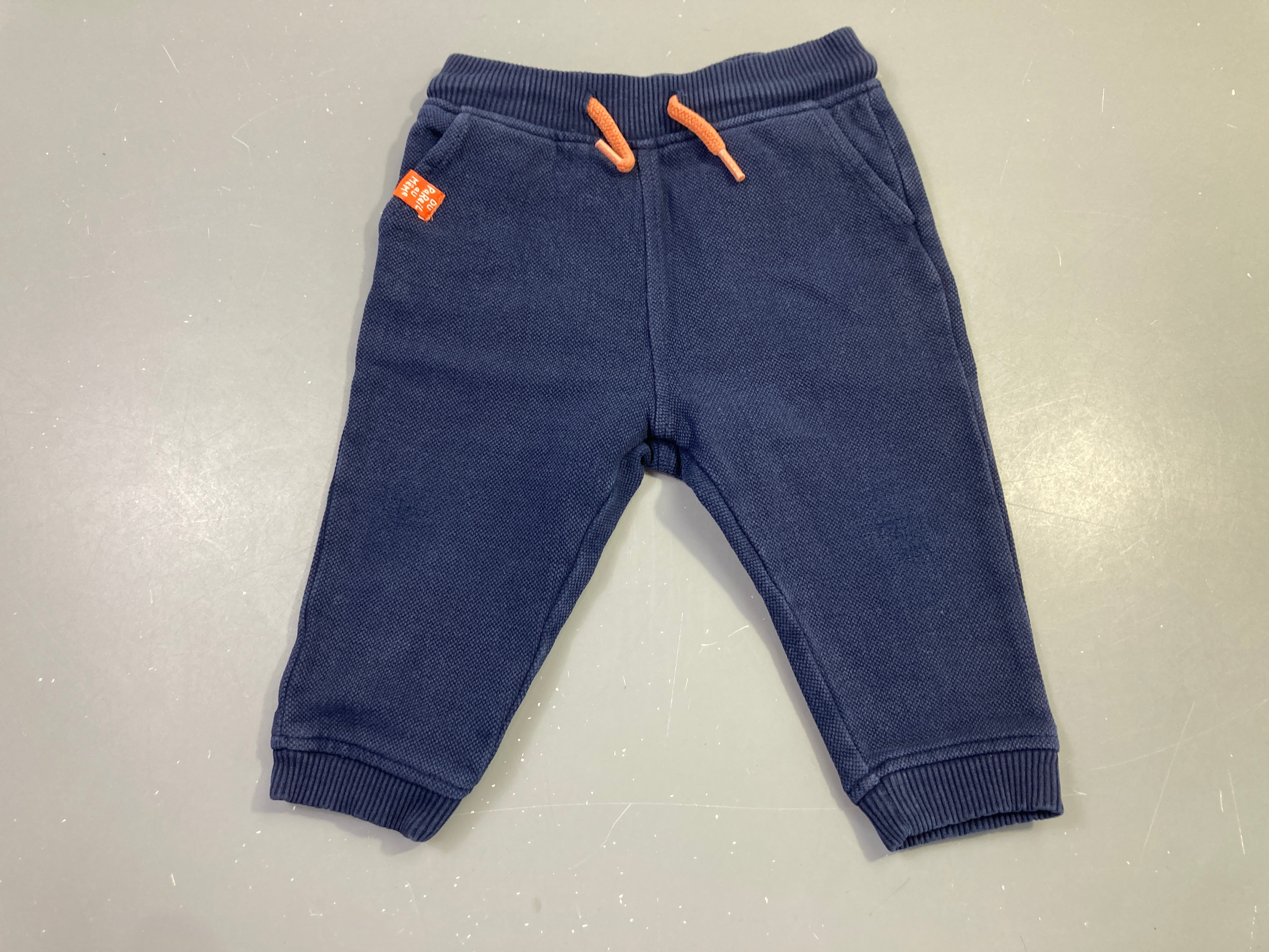Pantalon coton piqué bleu marine chien poche