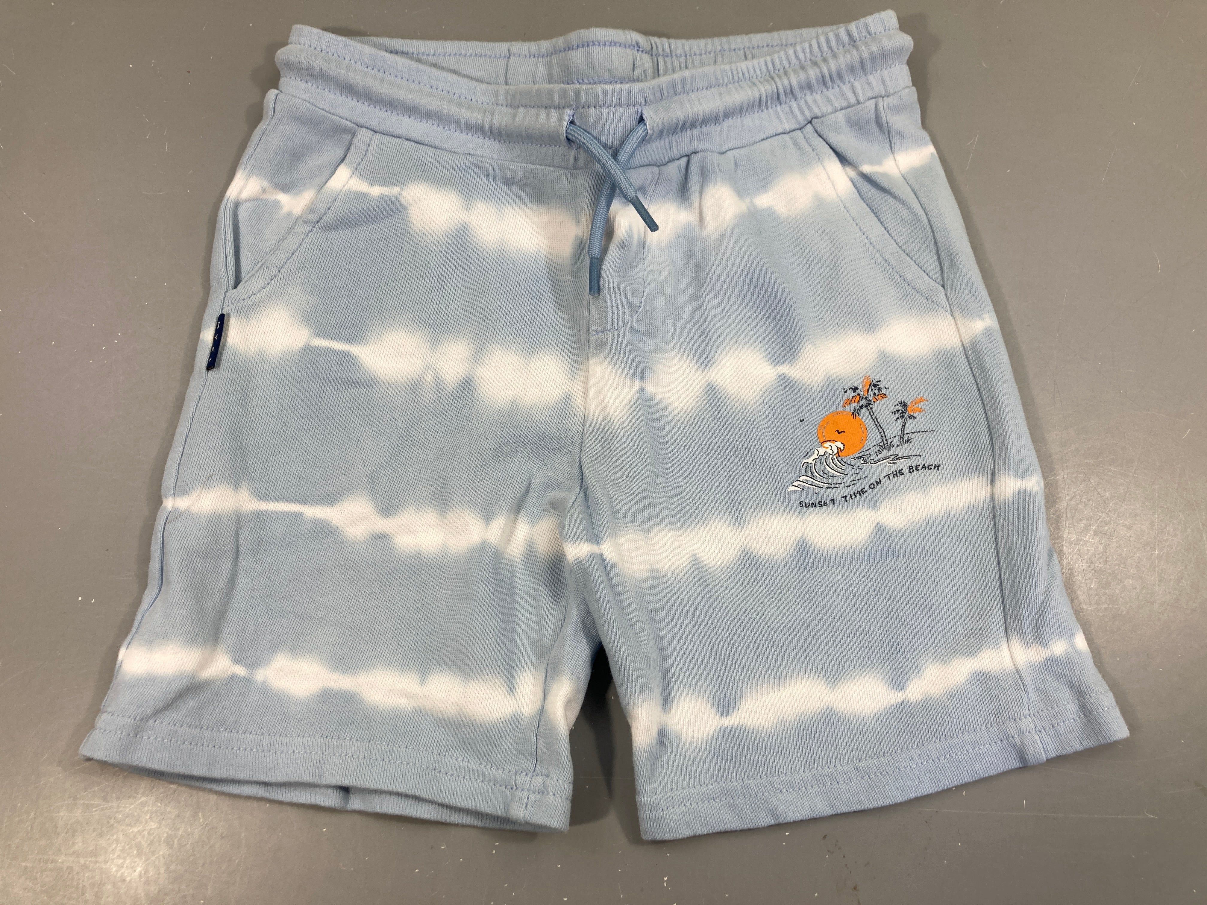 Bermuda molleton bleu effet Palmier