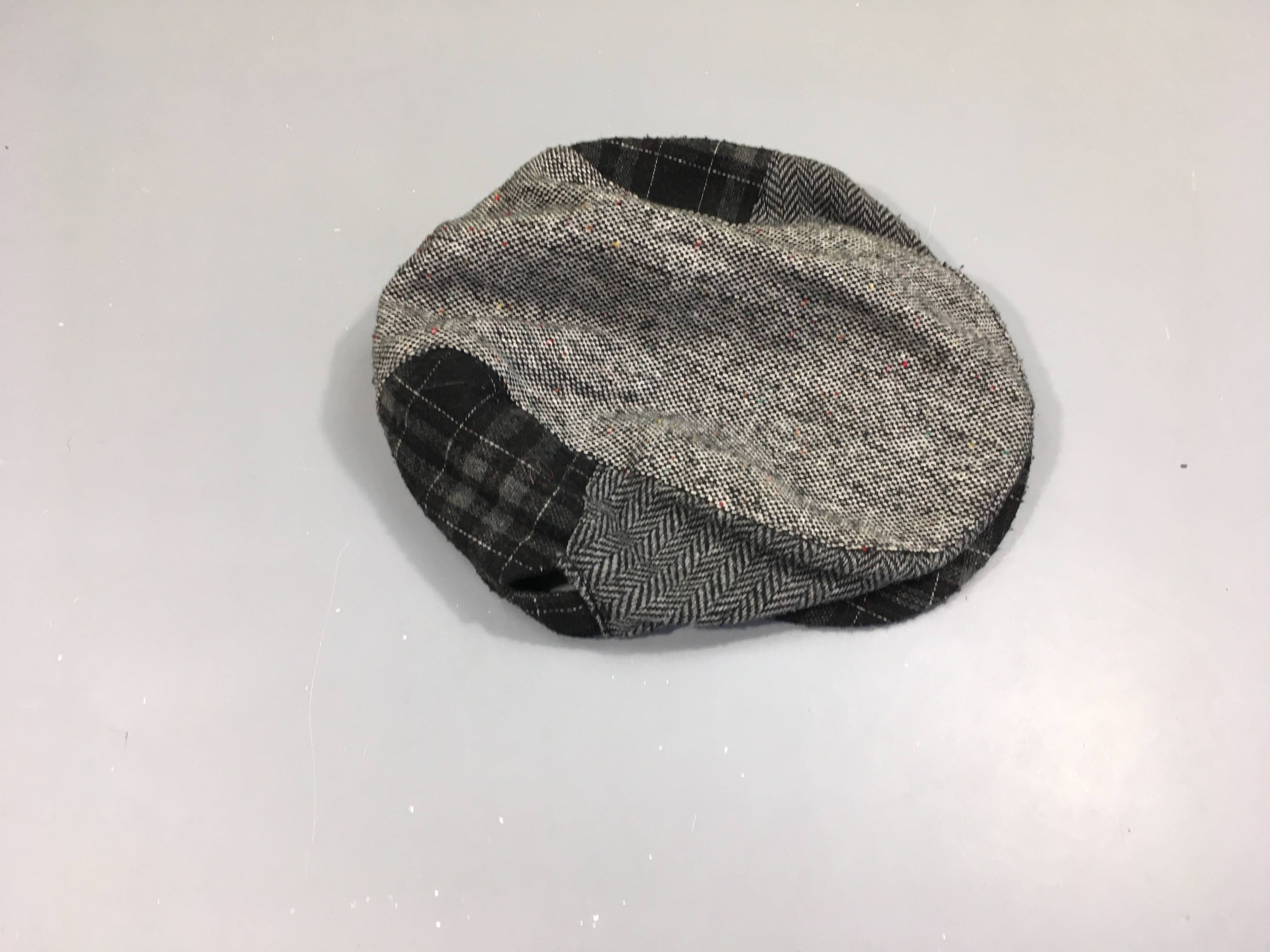 Casquette gavroche chiné gris/noir carreaux, 48cm