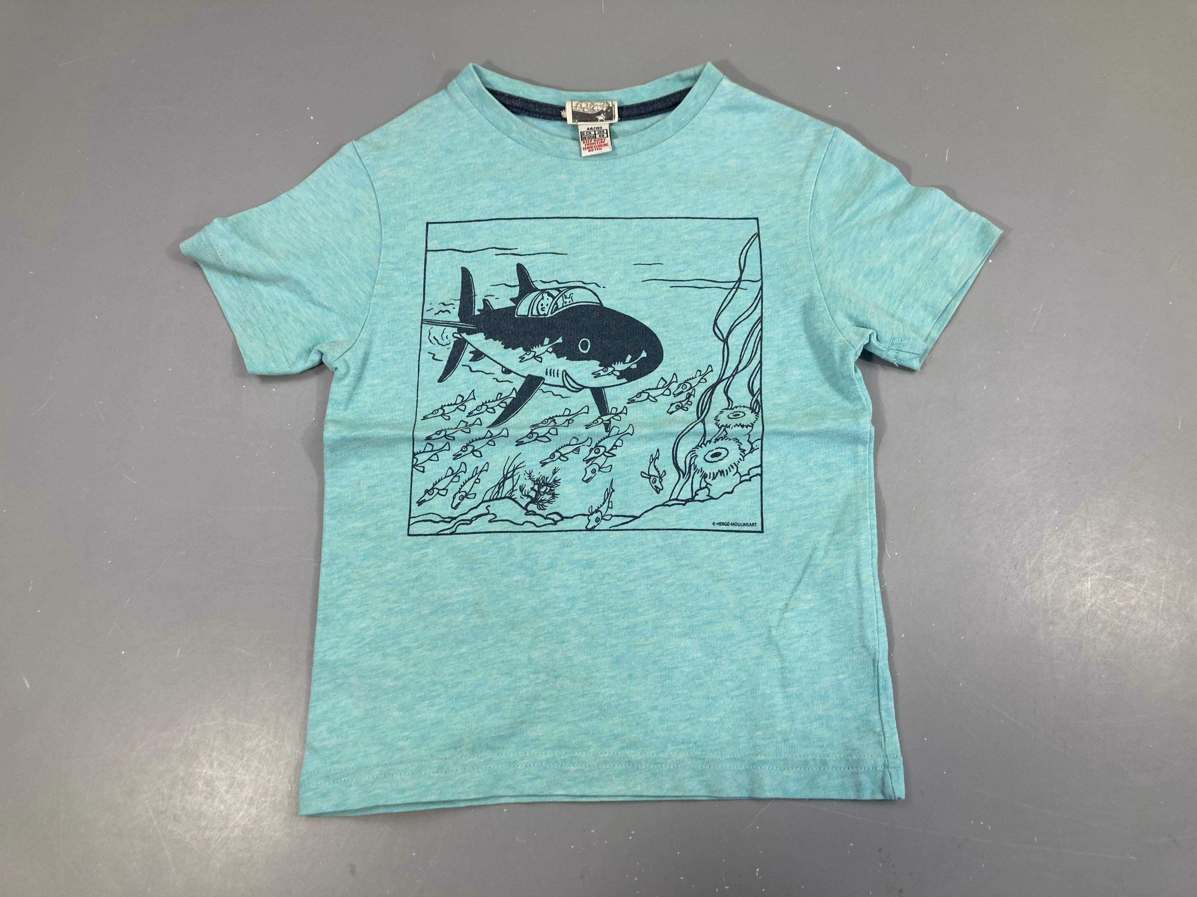 T-shirt m.c Tintin bleu clair chiné