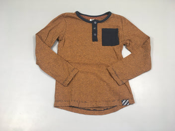 T-shirt m.l orange rayé bleu foncé boutons poche