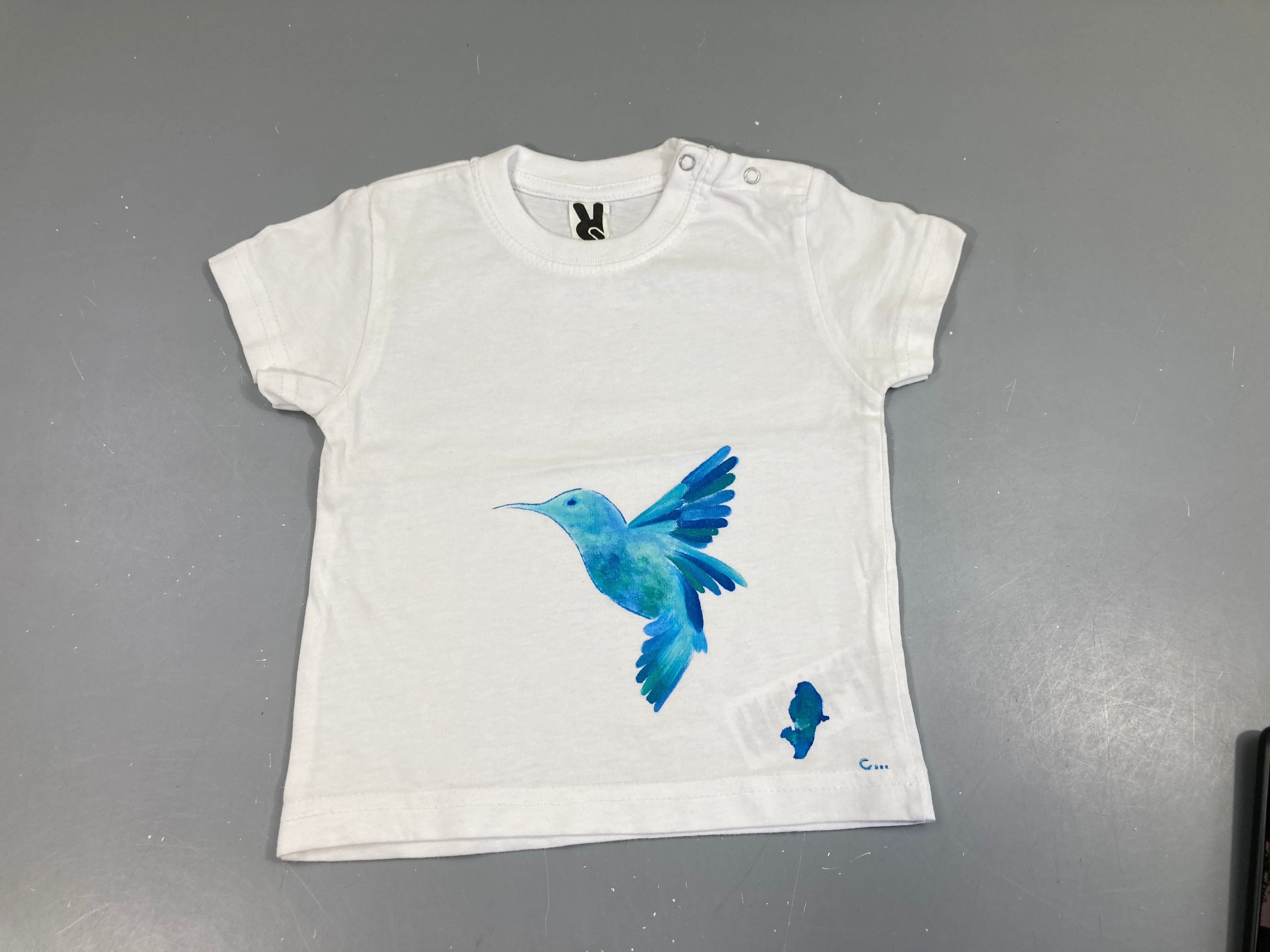 T-shirt m.c blanc oiseau bleu