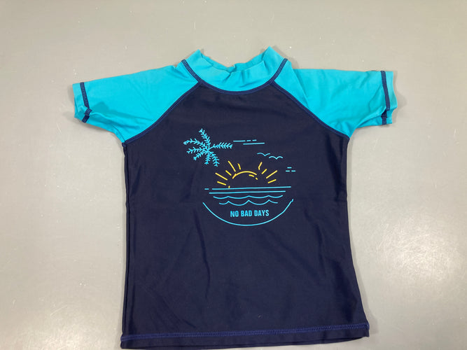 T-shirt m.c anti-Uv bleu coucher de soleil-Flocage se décolle un pu par endroit, moins cher chez Petit Kiwi