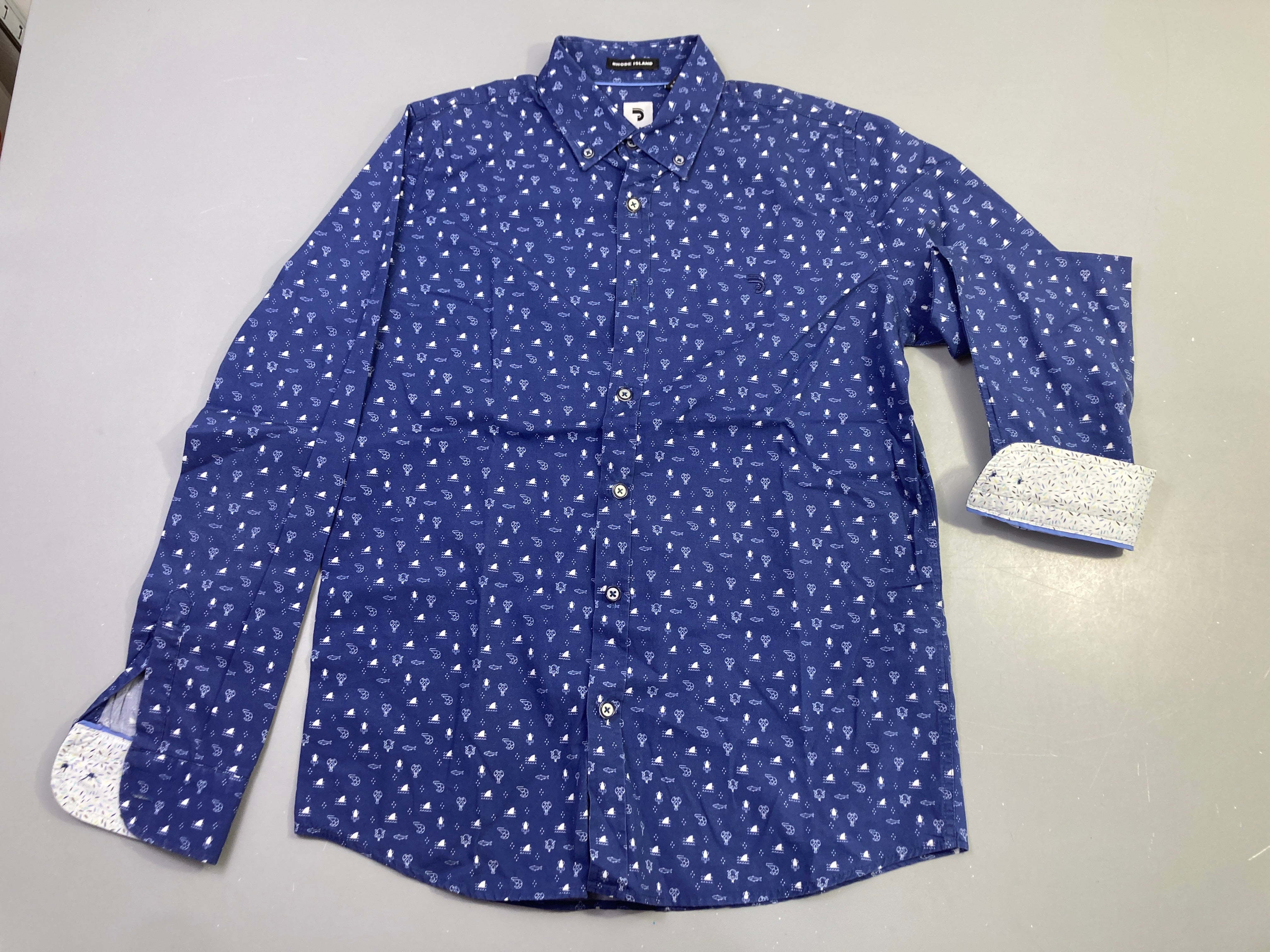 Chemise m.l bleu marine motifs marins