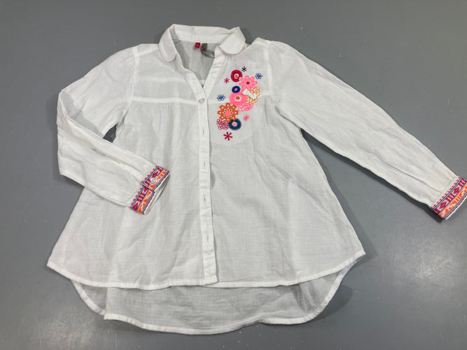 Chemisier léger blanc motifs roses, moins cher chez Petit Kiwi