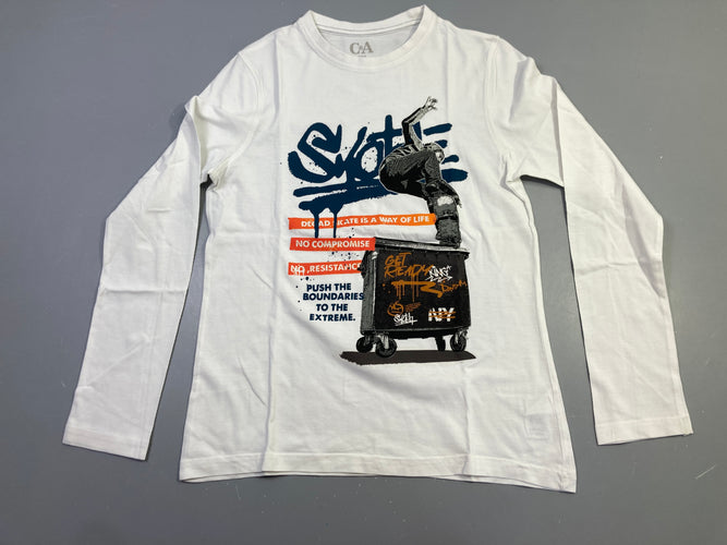 T-shirt m.l blanc skateur "Skate", moins cher chez Petit Kiwi