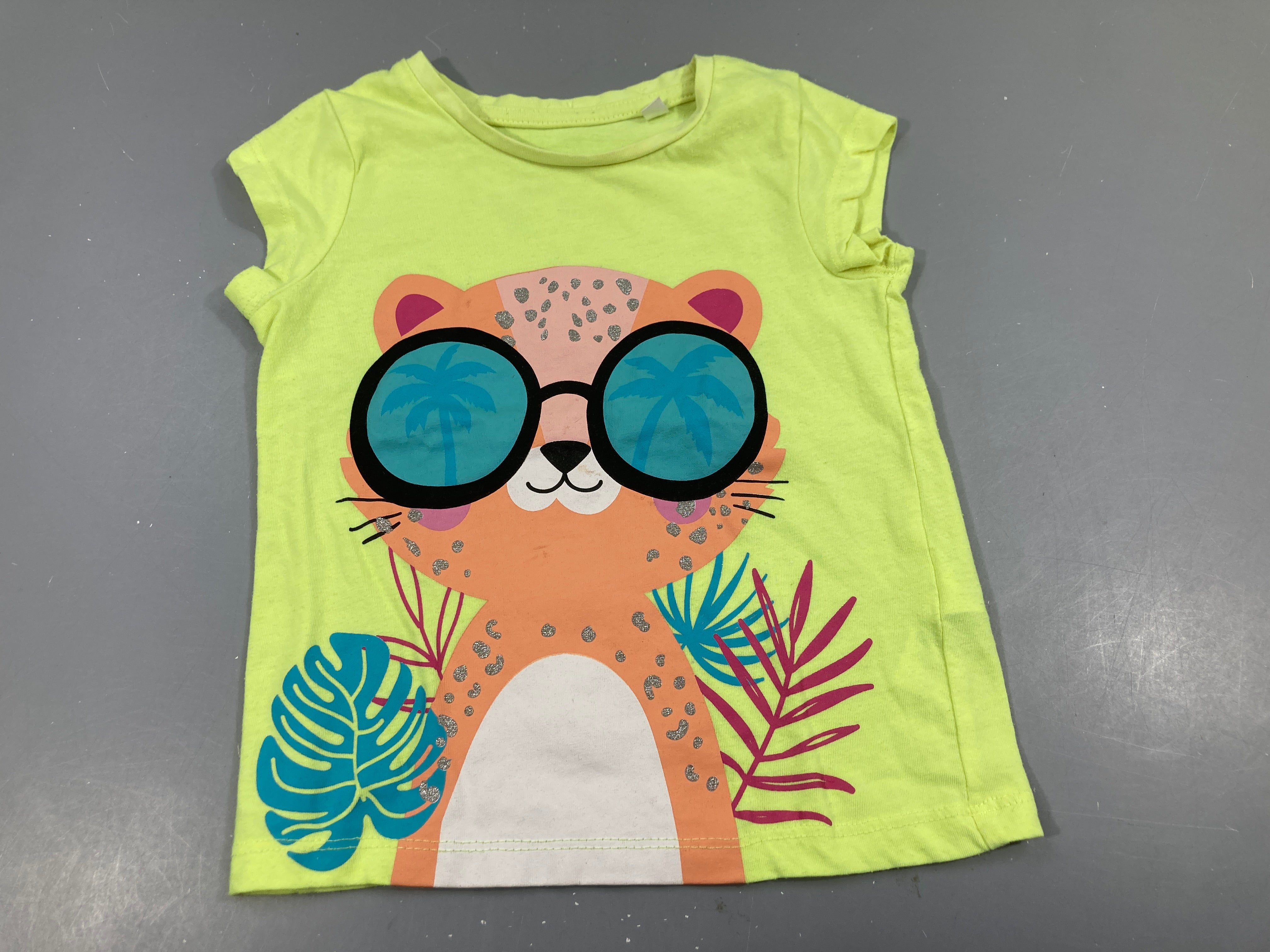 T-shirt m.c jaune vif ours à lunettes Bouoché!