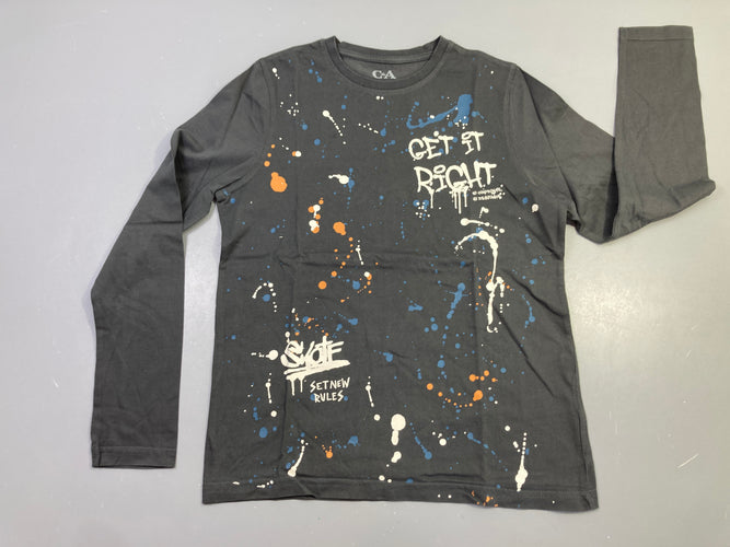 T-shirt m.l gris taches multicolores "Get it right / Skate", moins cher chez Petit Kiwi