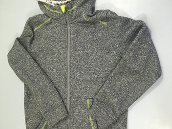 Polar zippé à capuche gris chiné