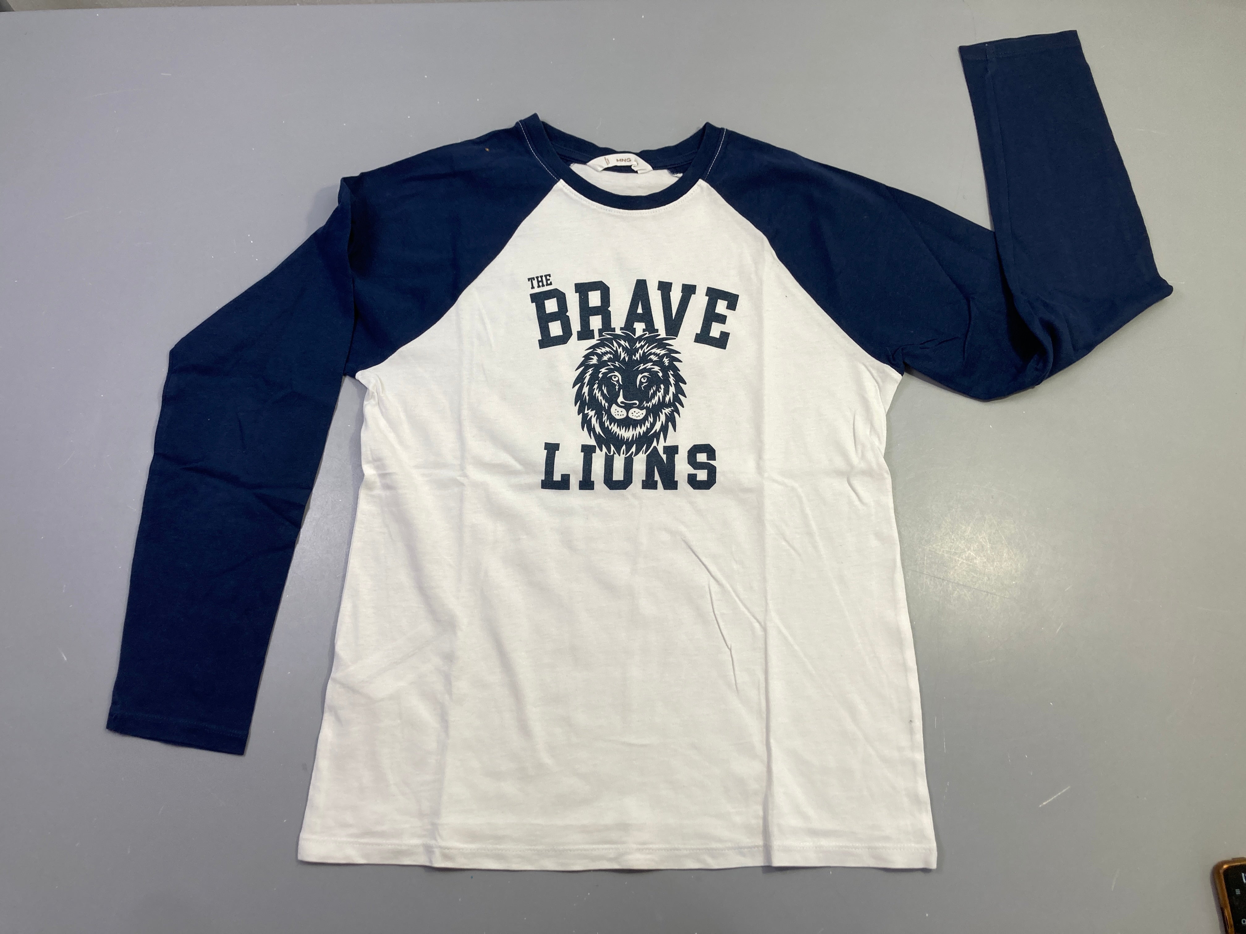 T-shirt m.l blanc manches marine 