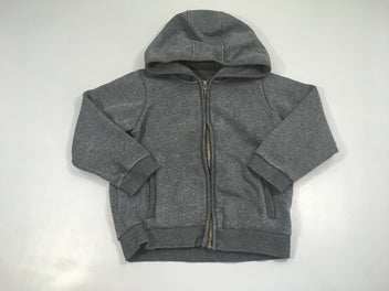 Sweat zippé gris foncé à capuche
