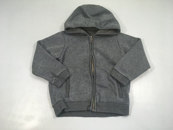 Sweat zippé gris foncé à capuche, moins cher chez Petit Kiwi