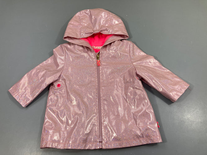 Veste à capuche cirée rose pailleté argenté Billiblush, moins cher chez Petit Kiwi