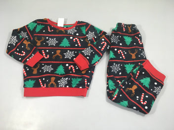 Pyjama 2pcs velours noir motifs noël