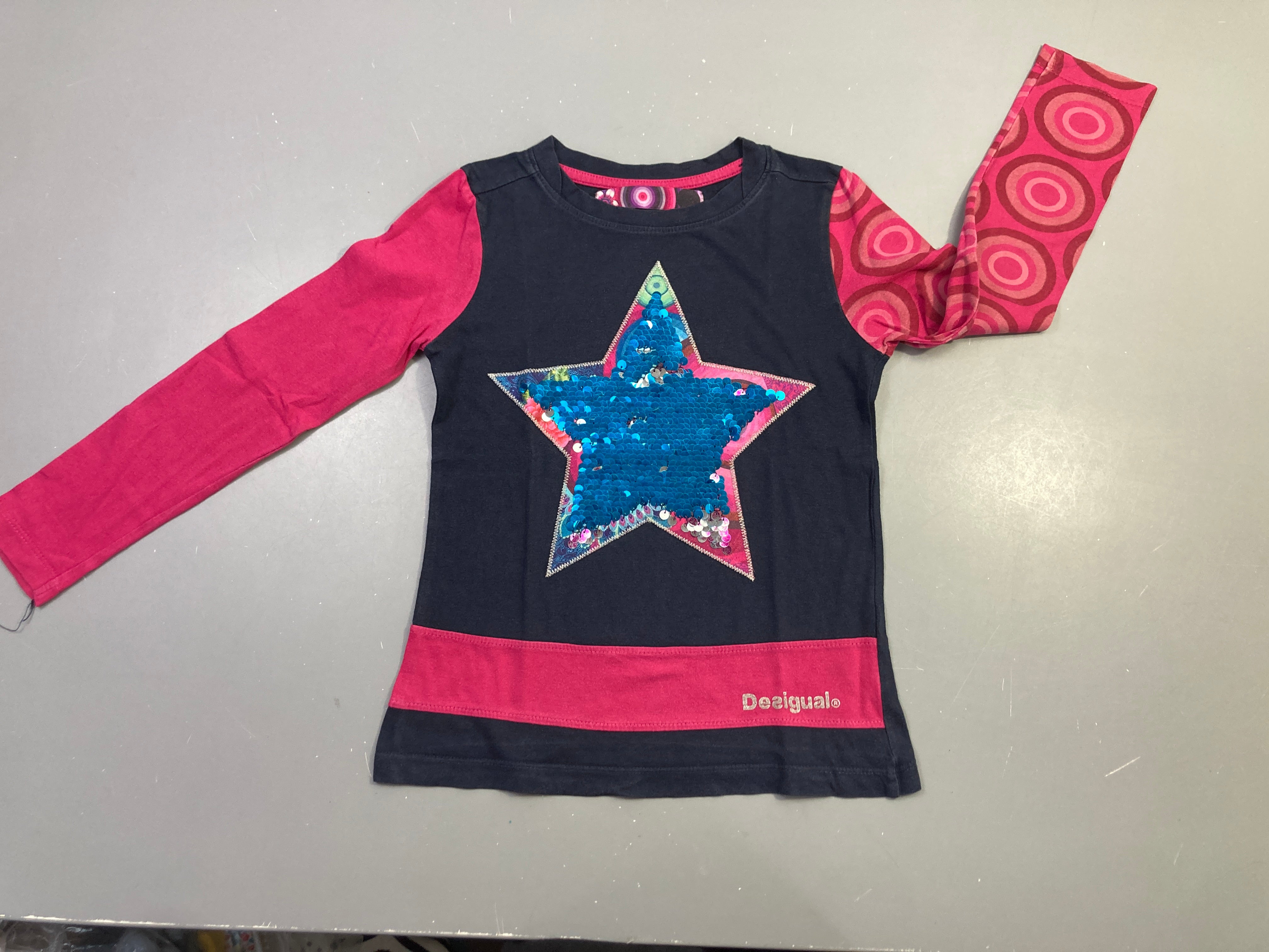 T-shirt m.l marine rose étoile sequins