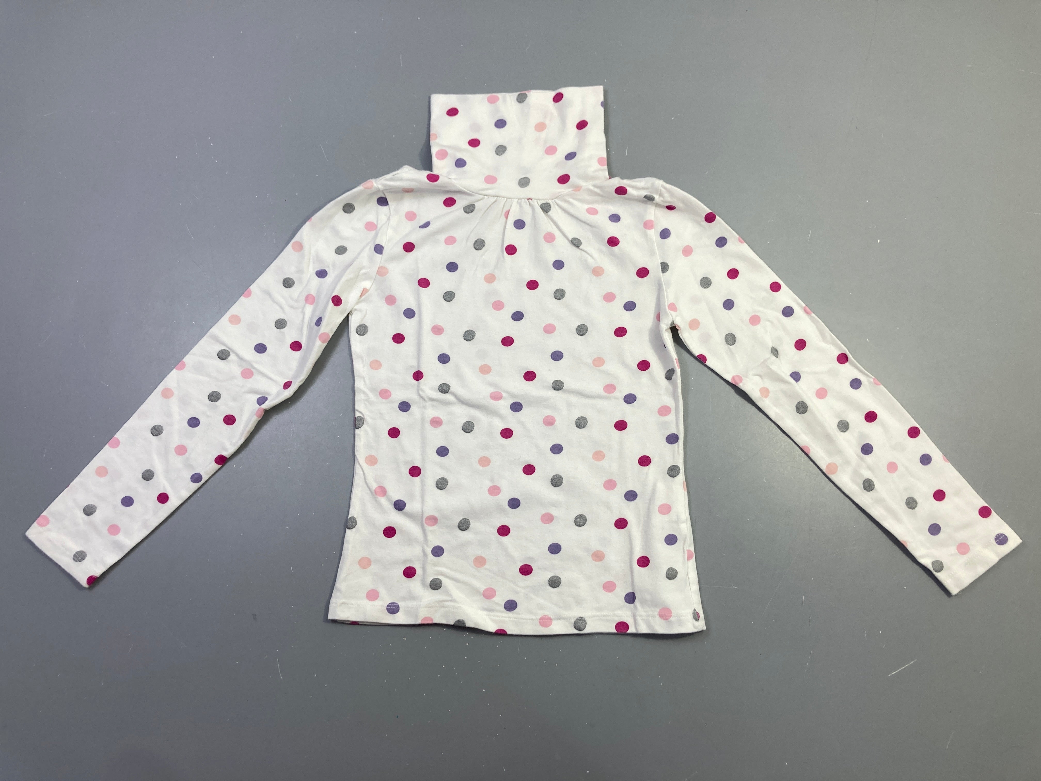 T-shirt m.l col roulé blanc pois multicolores
