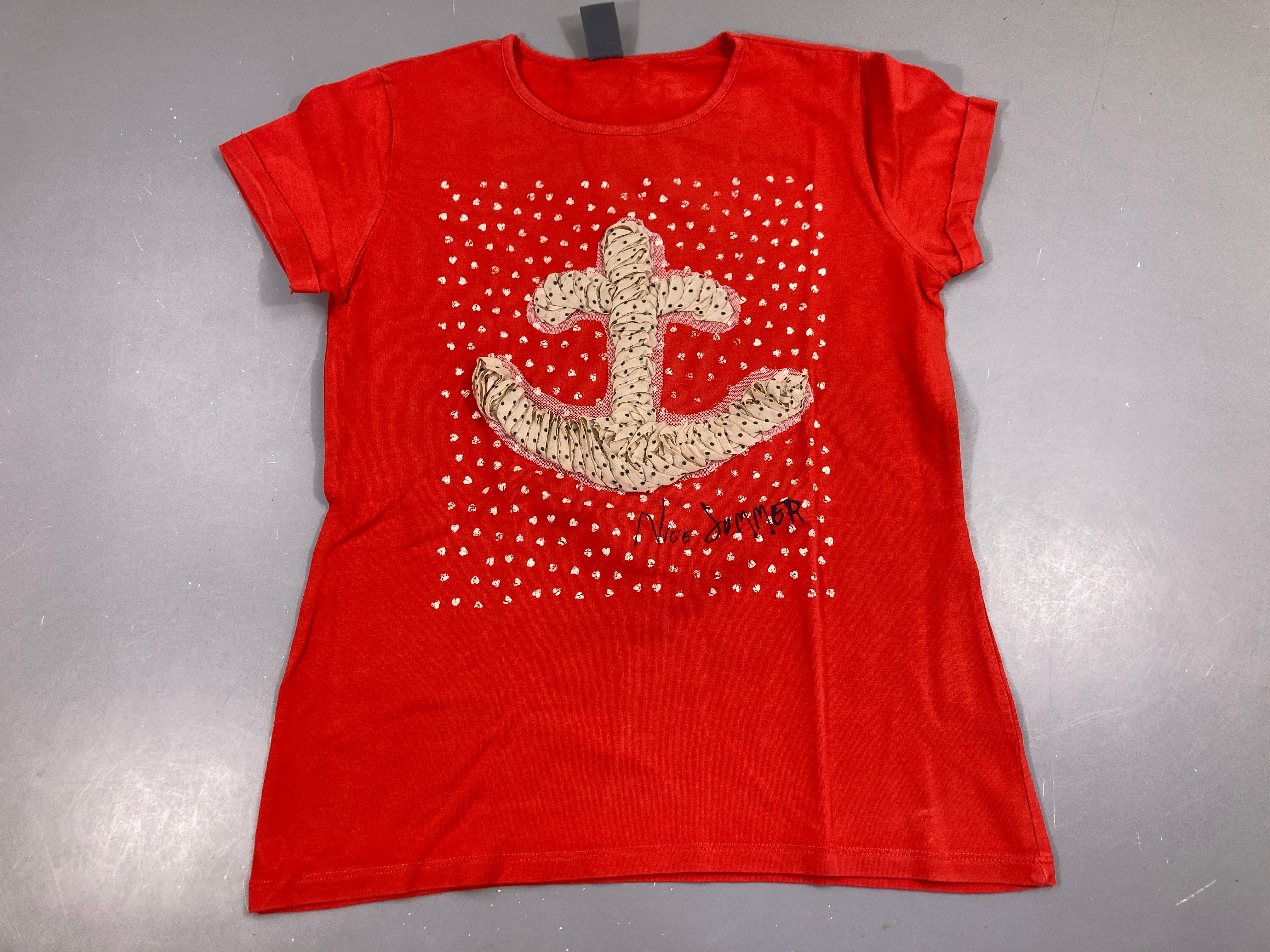 T-shirt m.c rouge ancre tulle