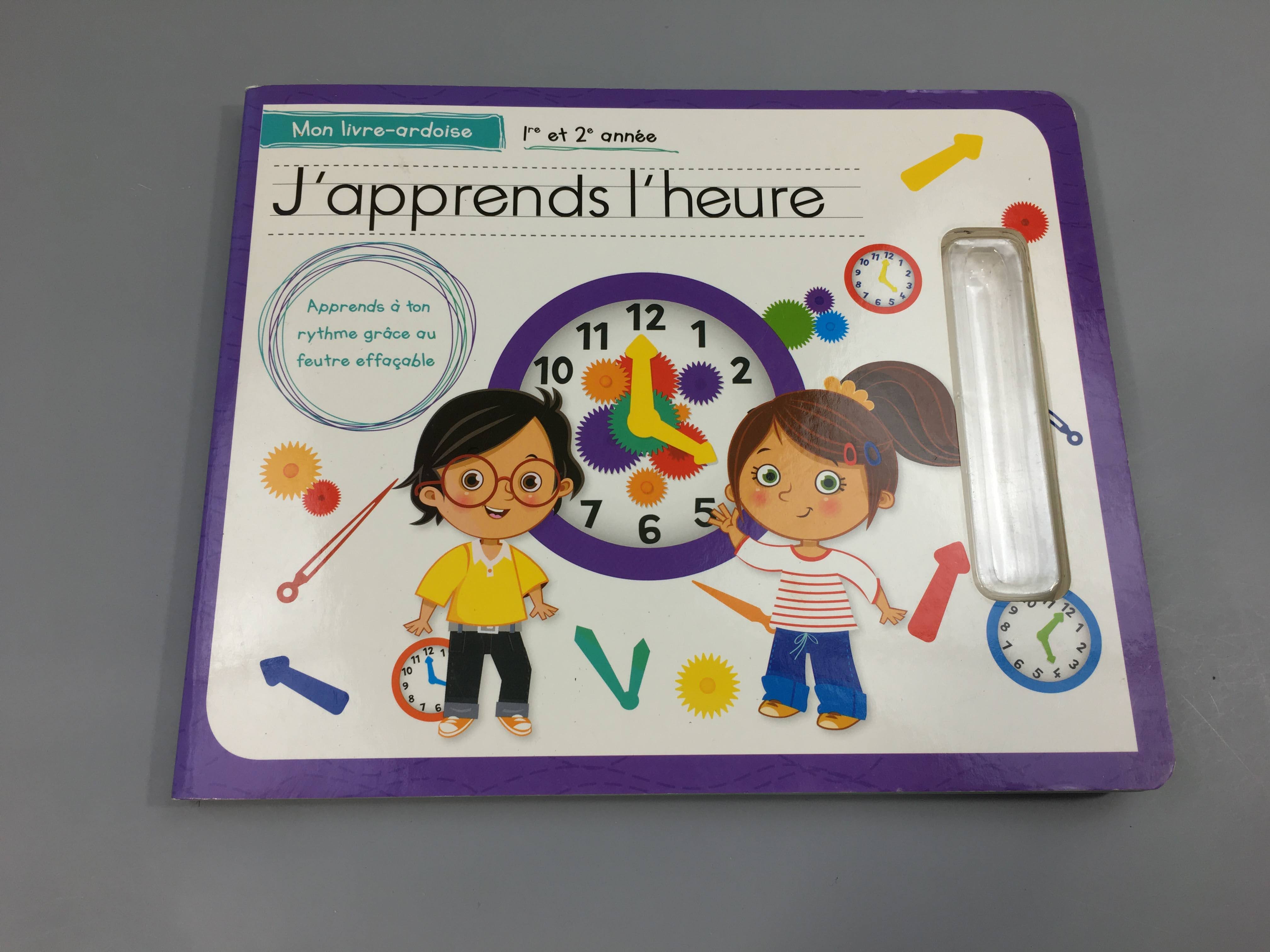 J apprends l'heure 1ère et 2ème année. Manque le feutre