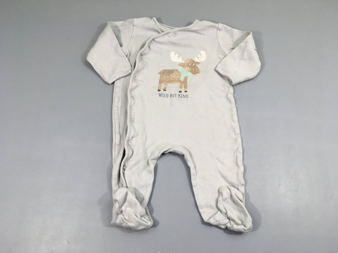 Pyjama molleton gris cerf, un peu bouloché, moins cher chez Petit Kiwi