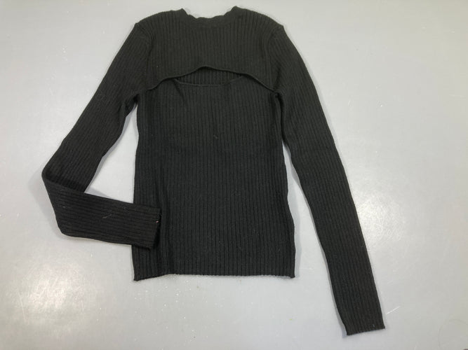 Pull mailles côtes noir, moins cher chez Petit Kiwi