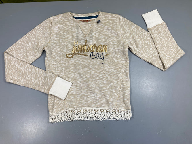 Pull léger beige flammé Jimbaran sequins, moins cher chez Petit Kiwi