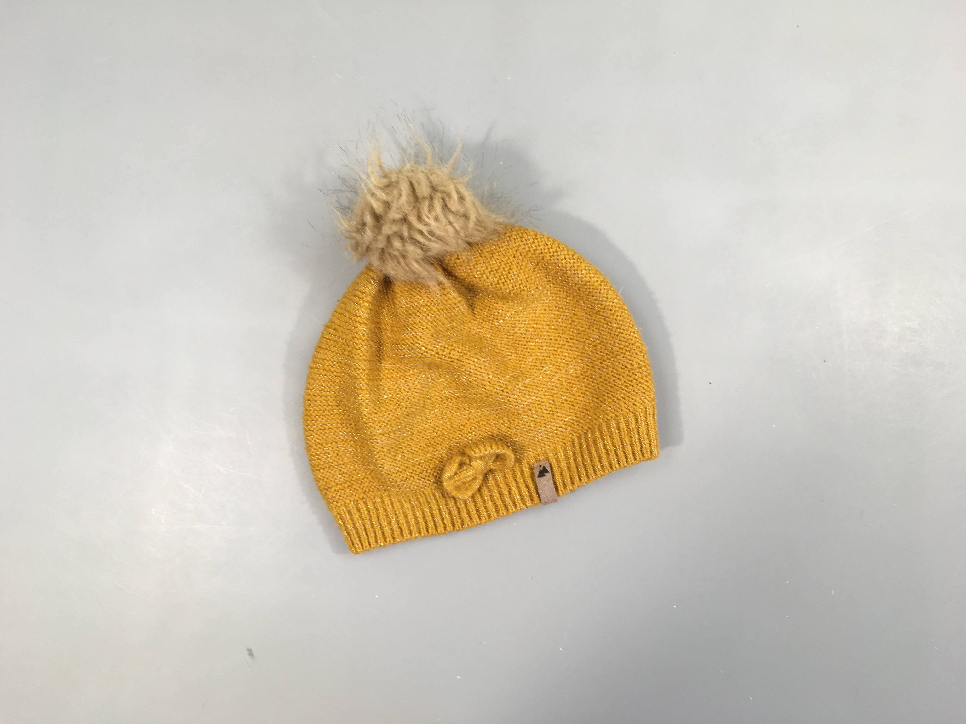 Bonnet moutarde fils irisé Pompon