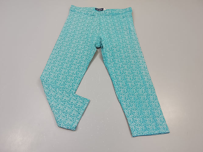 Legging bleu, motifs feuilles blanches, moins cher chez Petit Kiwi
