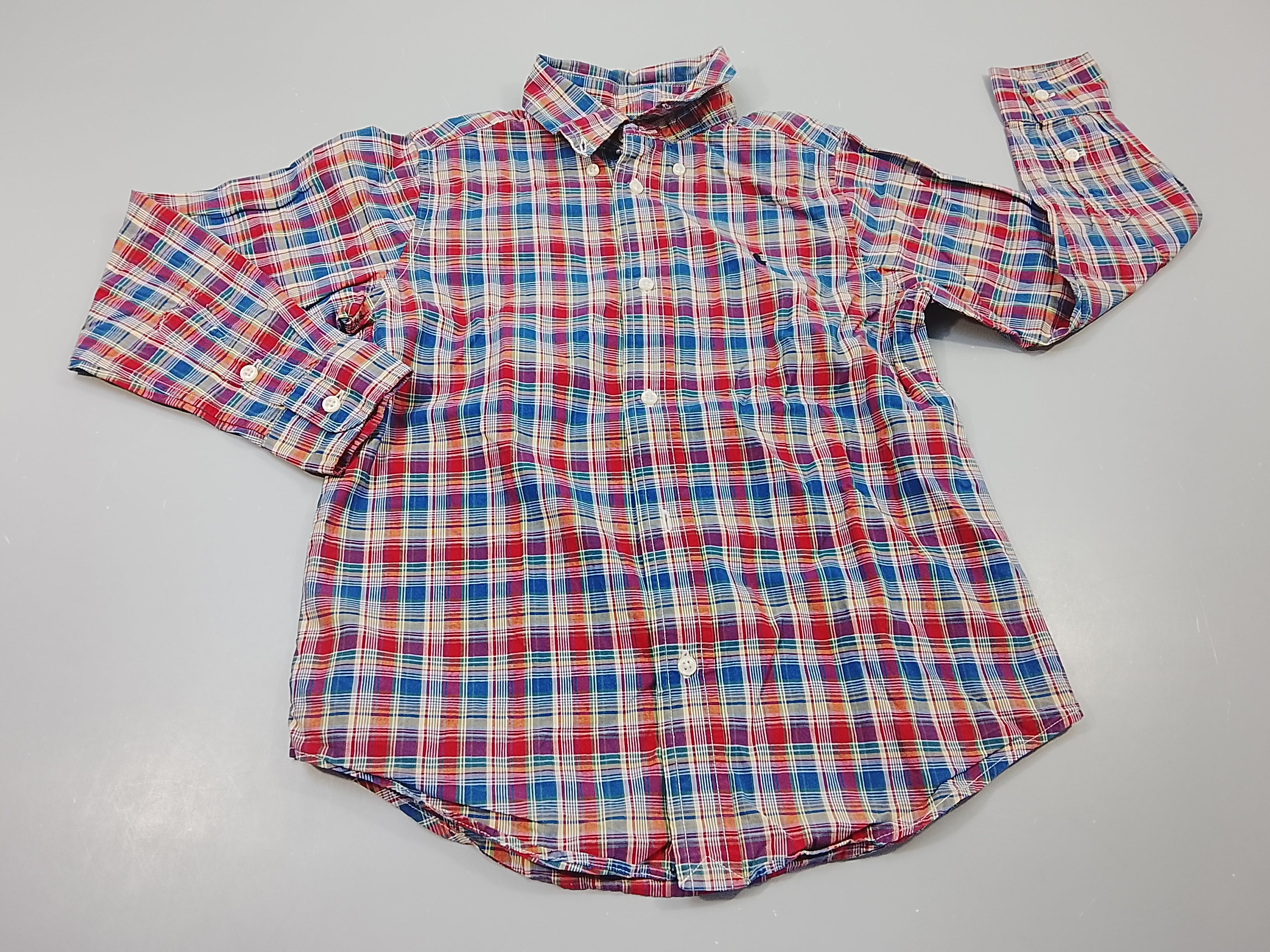 Chemise m.l à carreaux bleu,blanc rouge