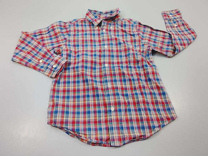 Chemise m.l à carreaux bleu,blanc rouge, moins cher chez Petit Kiwi