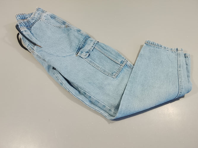 Pantalon denim cargo, taille élastique,  petit prix car quelques taches, moins cher chez Petit Kiwi