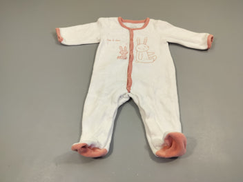 Pyjama velours blanc et rose lapins 