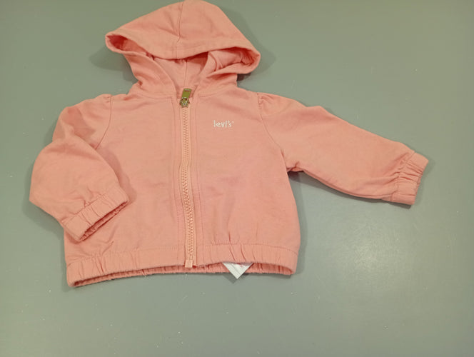 Sweat zippé à capuche saumon, moins cher chez Petit Kiwi