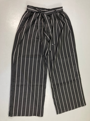Pantalon satiné noir rayé blanc, moins cher chez Petit Kiwi