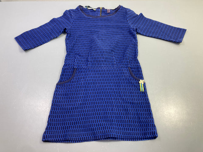 Robe m.l jersey bleue motifs géométriques poches, moins cher chez Petit Kiwi
