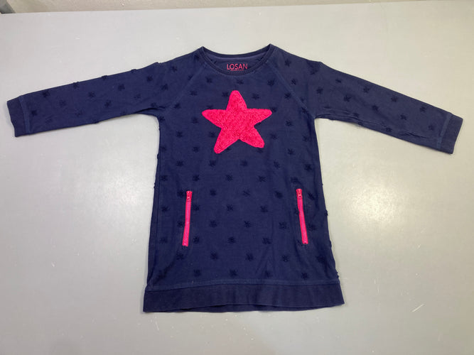 Robe m.l jersey bleu marine étoile rose poches zippées, moins cher chez Petit Kiwi