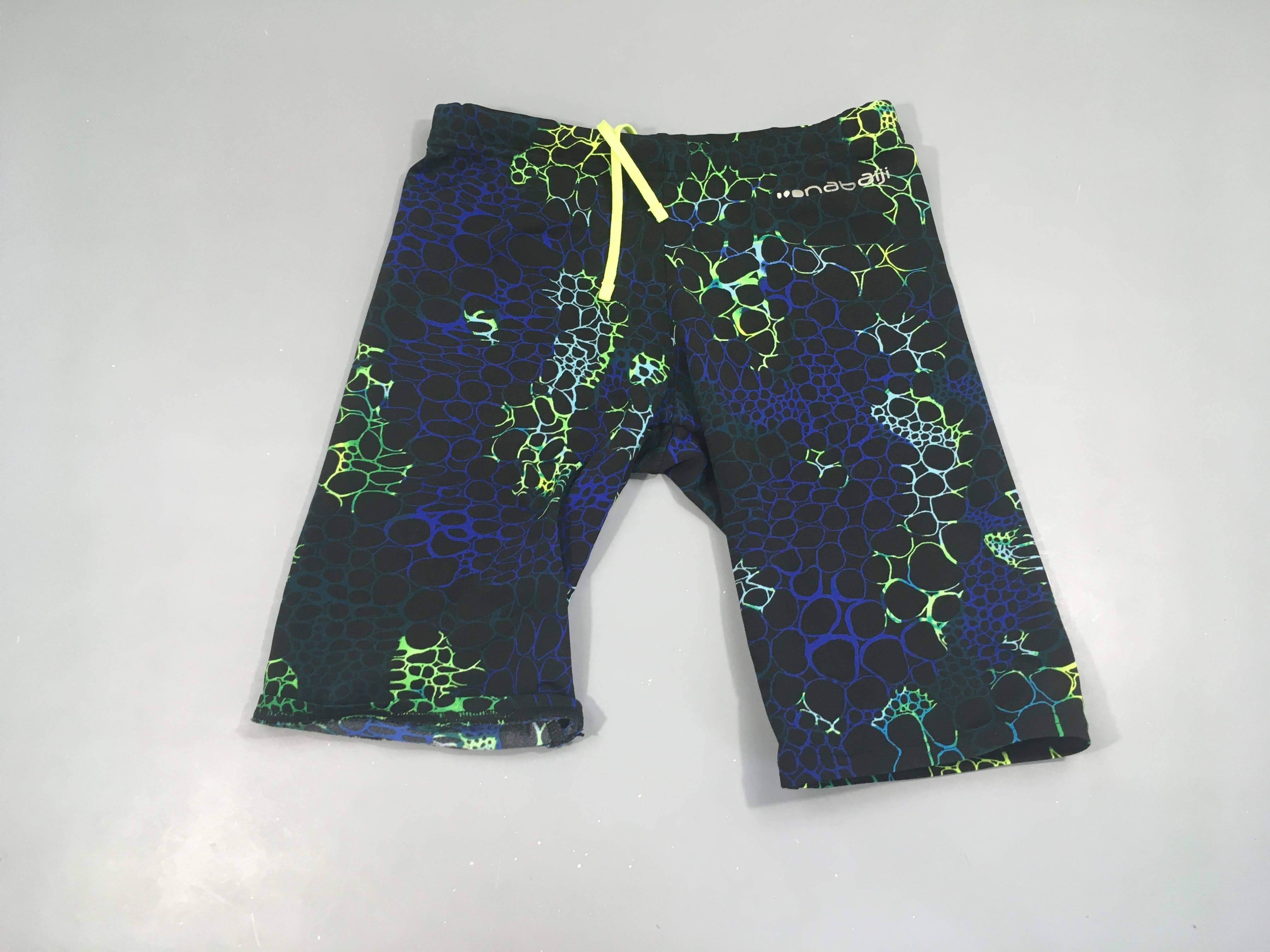 Maillot long noir motifs bleu/vert nabaji