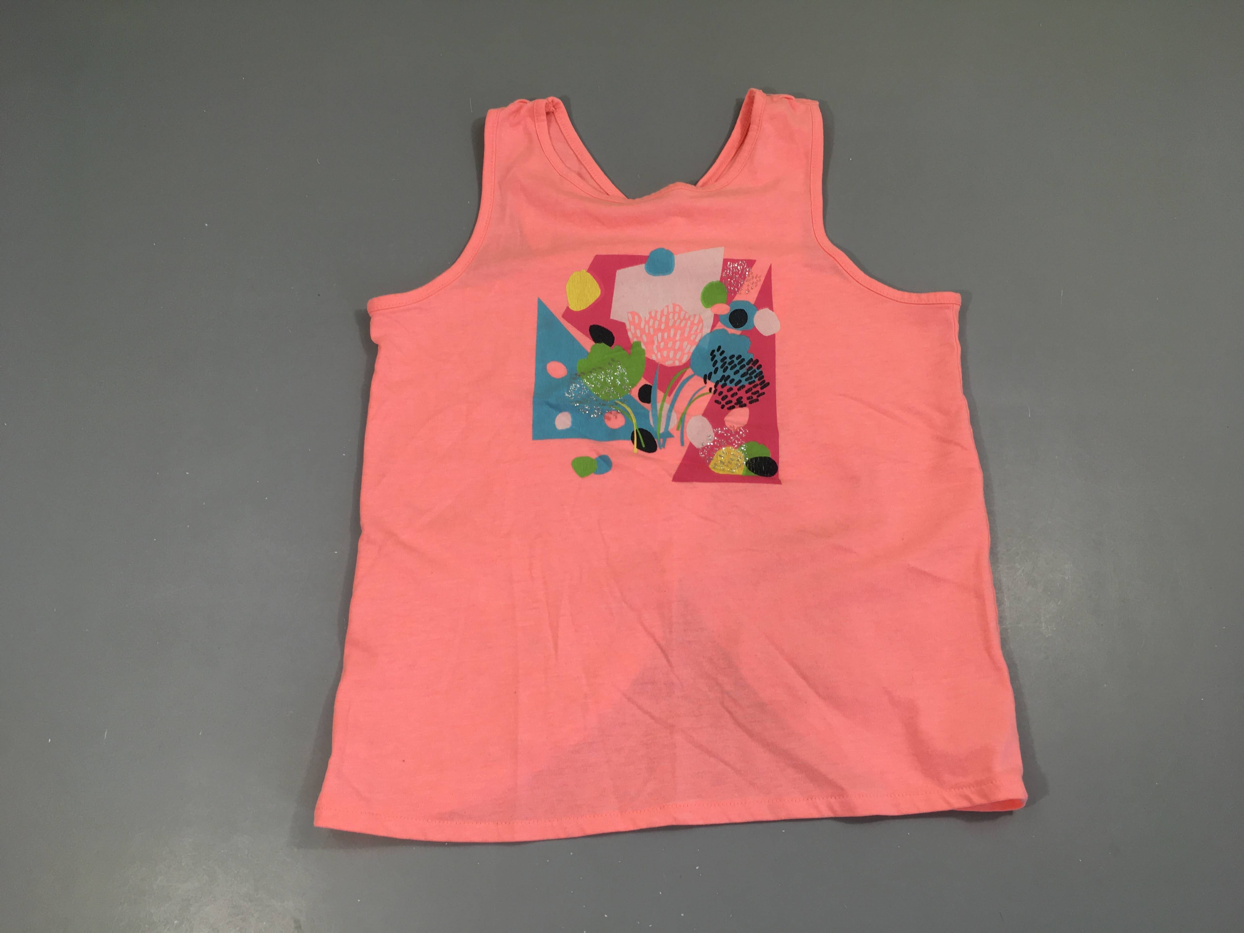 Débardeur saumon formes géométrique fleurs