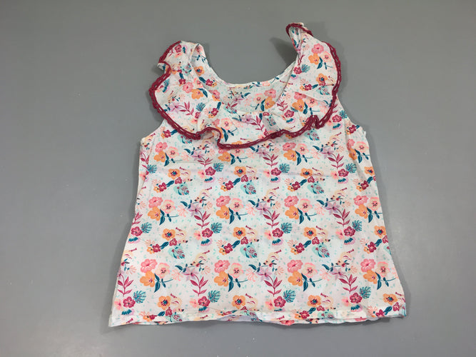 Blouse s.m blanche fleurie, moins cher chez Petit Kiwi