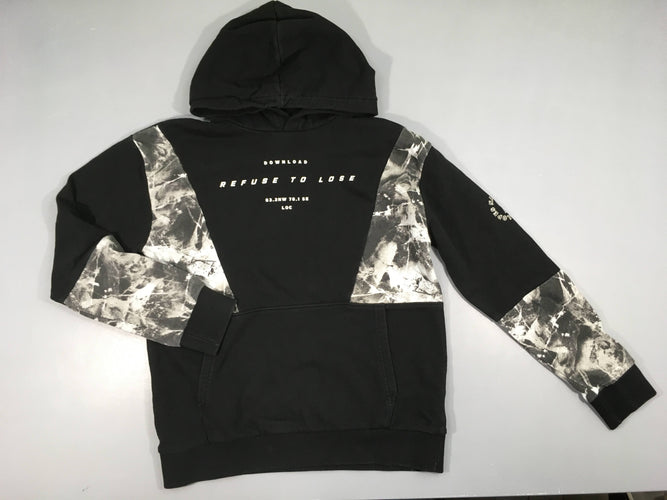 Sweat noir/ blanc effet maRobere refuse to lose à capuche, moins cher chez Petit Kiwi