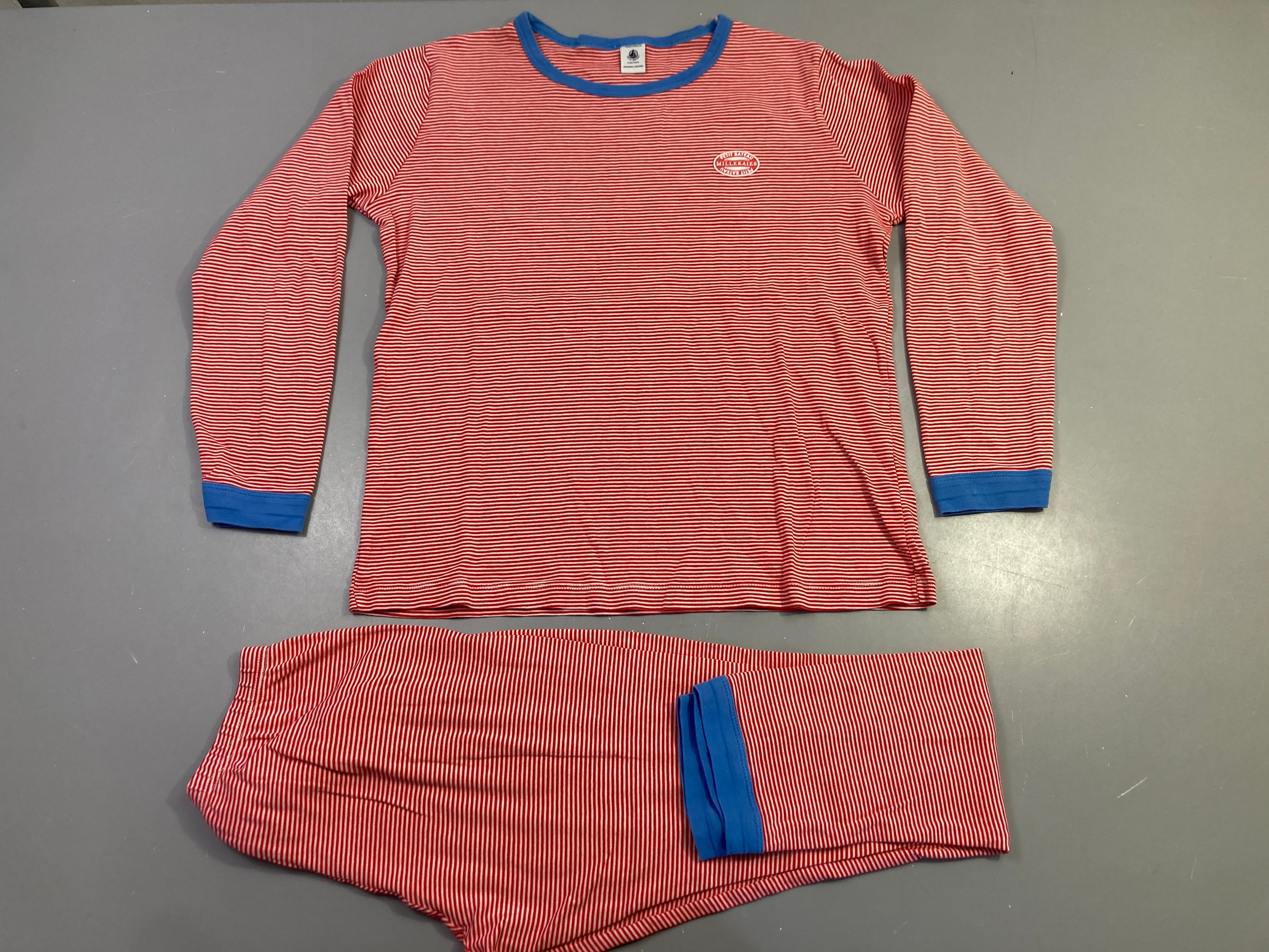 Pyjama jersey 2pcs rouge rayé