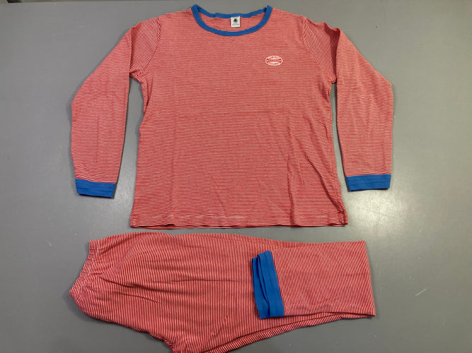 Pyjama jersey 2pcs rouge rayé, moins cher chez Petit Kiwi