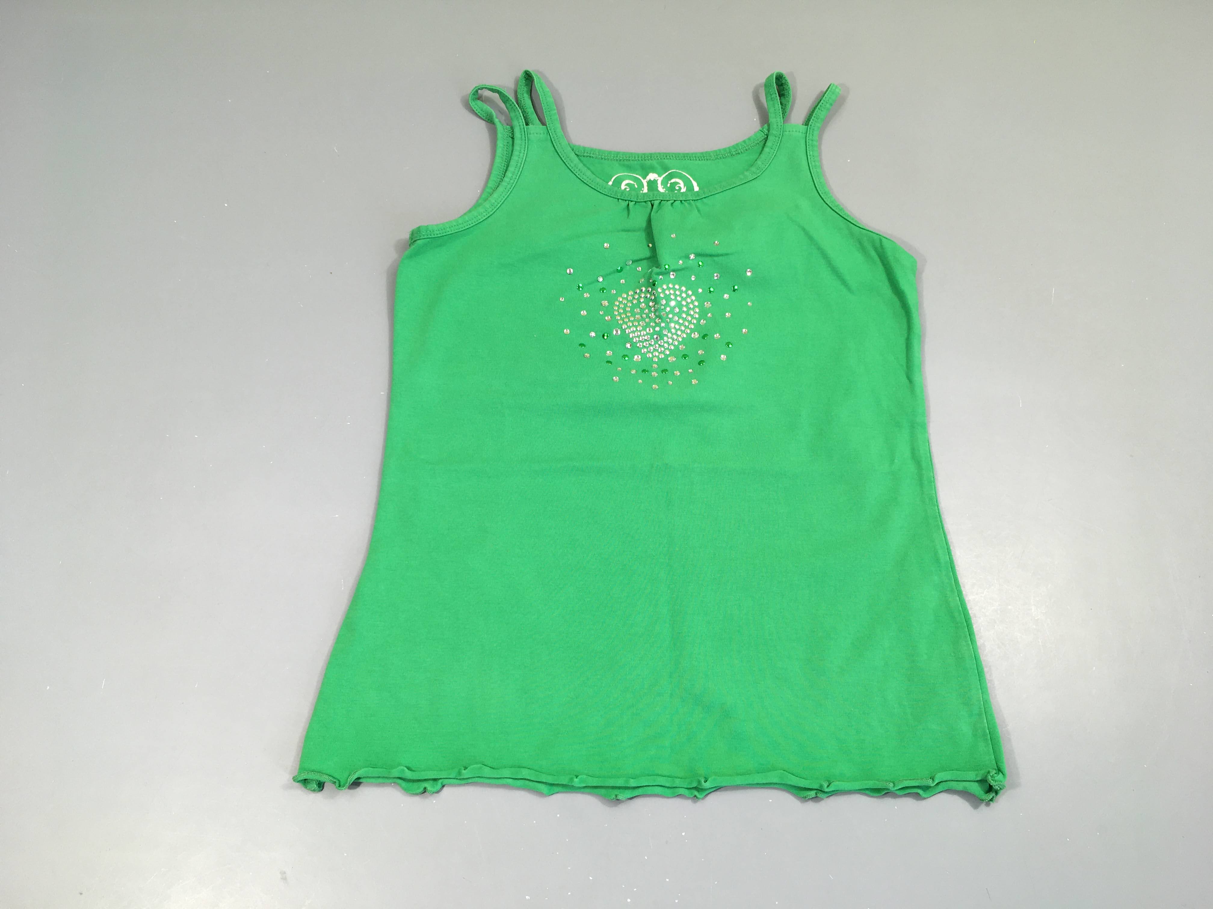 Top vert strass  coeur
