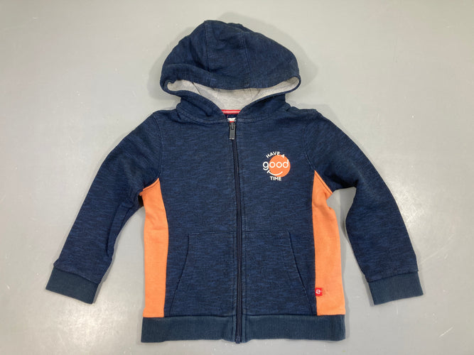 Sweat zippéà capuche bleu flammé Good, moins cher chez Petit Kiwi